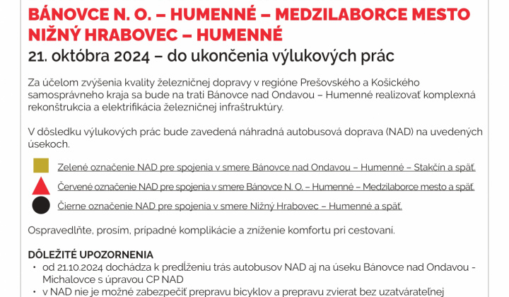 Fotka - Elektrifikácia Bánovce nad Ondavou-Humenné - zmena dopravnej obsluhy od 21.10.2024