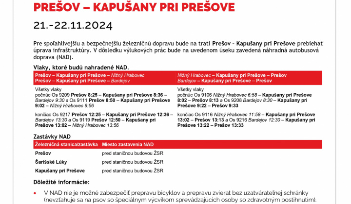 Fotka - Výluka Prešov - Kapušany pri Prešove (47. týždeň)